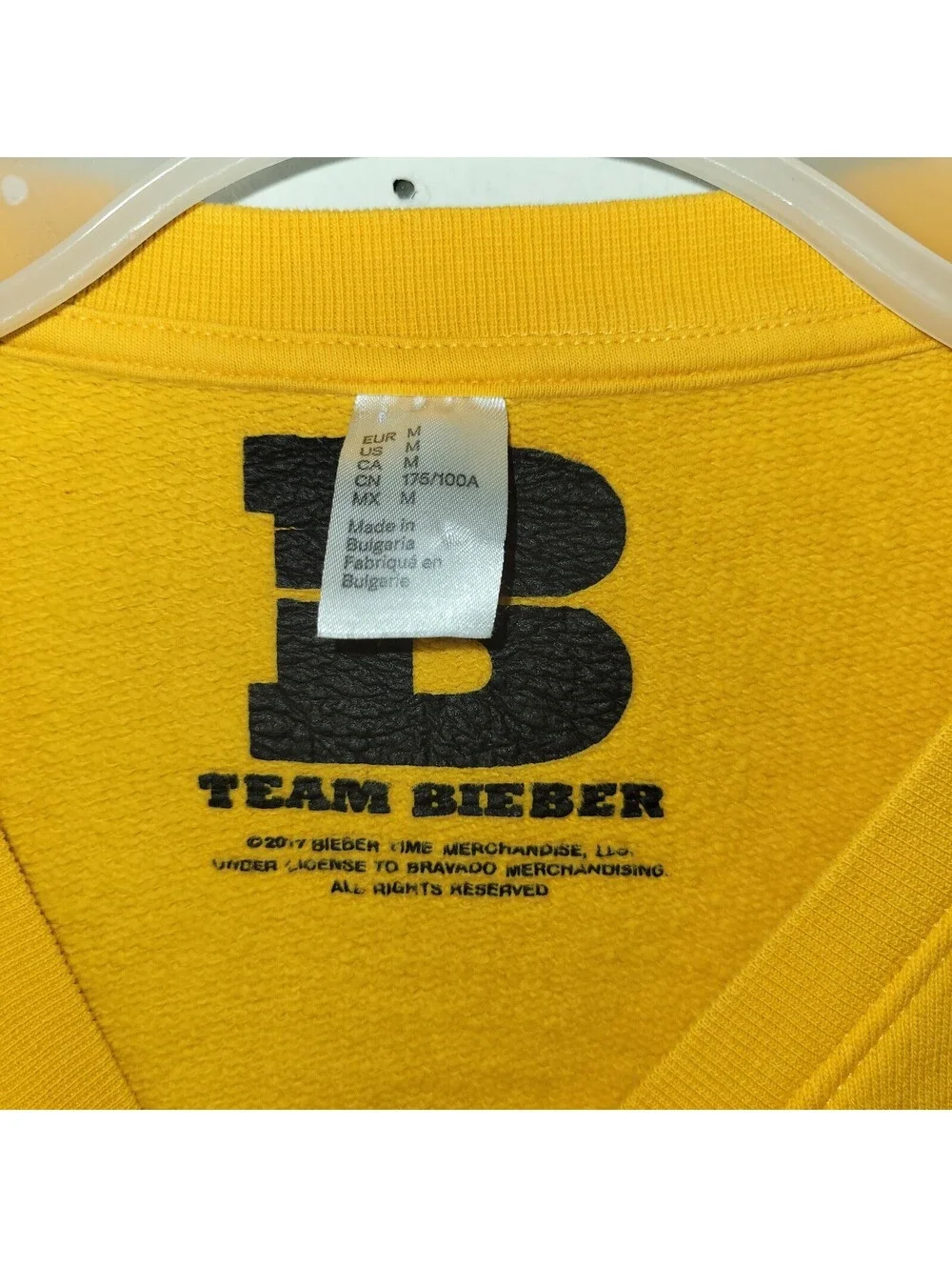 Justin Bieber Purpose Tour Sweatshirt Mens Medium Yellow Checkerboard